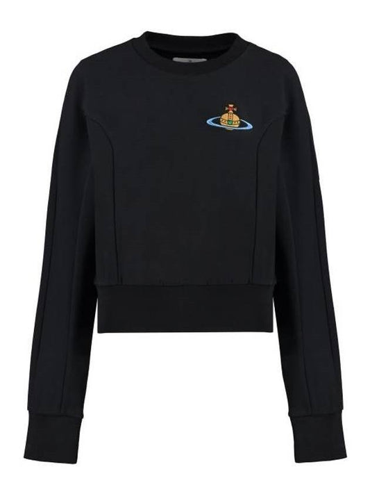 Embroidery Logo Crop Sweatshirt Black - VIVIENNE WESTWOOD - BALAAN 1