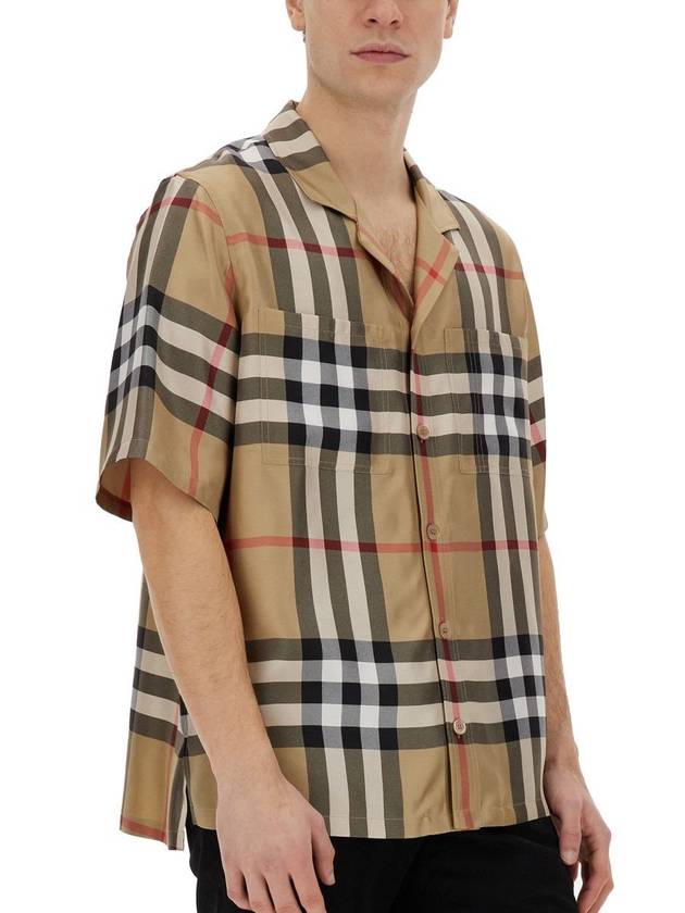 Vintage Check Silk Short Sleeve Shirt Archive Beige - BURBERRY - BALAAN 5