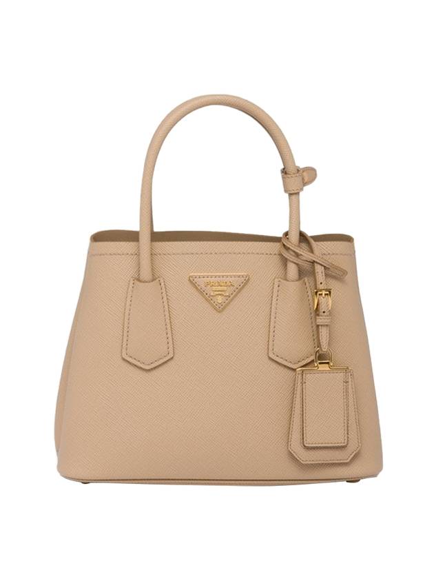 Double Saffiano Leather Mini Bag Sand Beige - PRADA - BALAAN 1