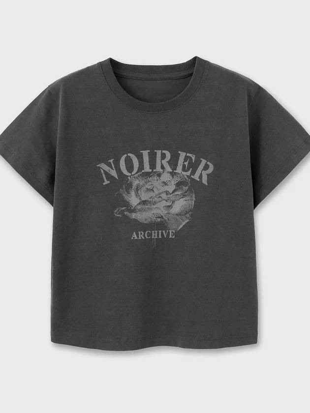 Archive Print Crop Short Sleeve T-Shirt Grey - NOIRER FOR WOMEN - BALAAN 8