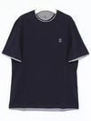 Cotton Short Sleeve T-Shirt Navy - BRUNELLO CUCINELLI - BALAAN 4