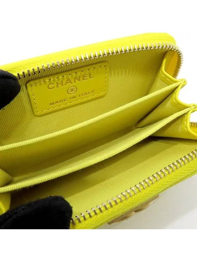 A80602 Yellow Caviar Calfskin Boy Zip up Card Business Coin Wallet - CHANEL - BALAAN 6