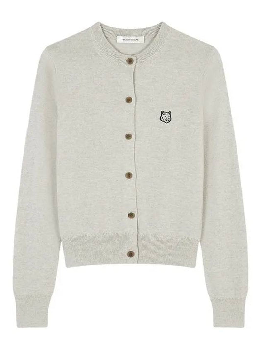 Bold Fox Head Patch Regular Cardigan Light Grey Melange - MAISON KITSUNE - BALAAN 2