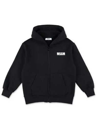 Kids Logo Hooded Zip Up Black F4MSJUZH073 110 - MSGM - BALAAN 1