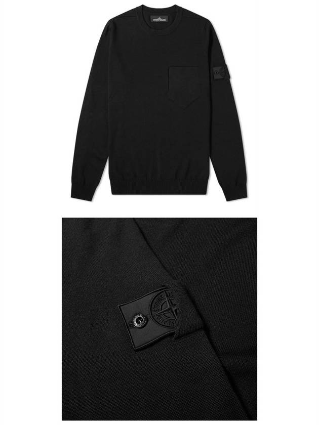 Men's Shadow Project Wappen Pocket Wool Knit Top Black - STONE ISLAND - BALAAN 6