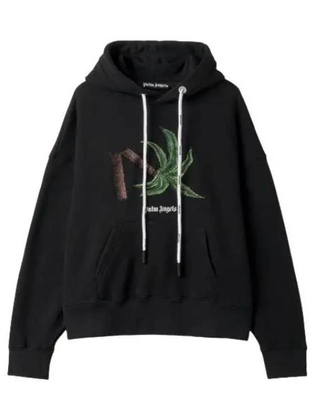 Broken Palm Hooded Black Sweatshirt Hoodie - PALM ANGELS - BALAAN 1