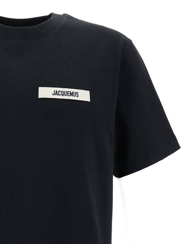 Le Gros Grain Logo Short Sleeve T-Shirt Black - JACQUEMUS - BALAAN 4