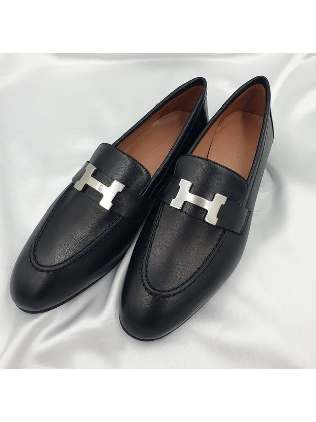 Paris Loafers Goatskin Palladium Noir - HERMES - BALAAN 6