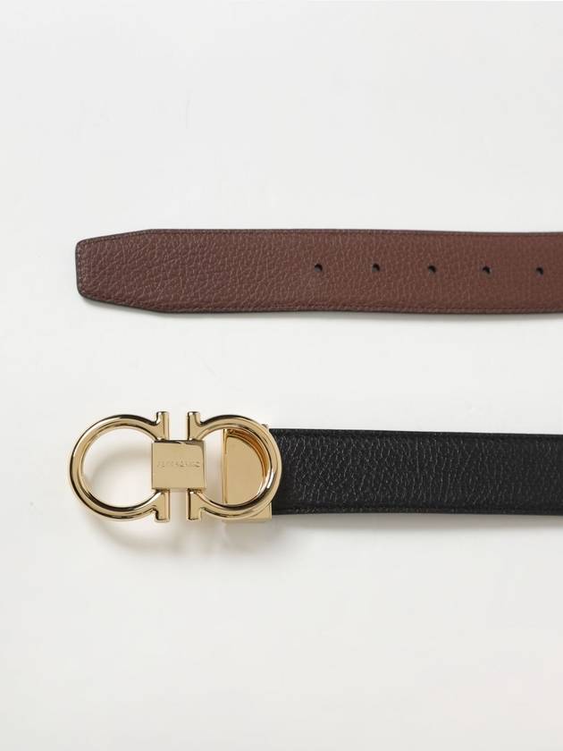 Gancini Reversible Adjustable Calfskin Leather Belt Black Brown - SALVATORE FERRAGAMO - BALAAN 3