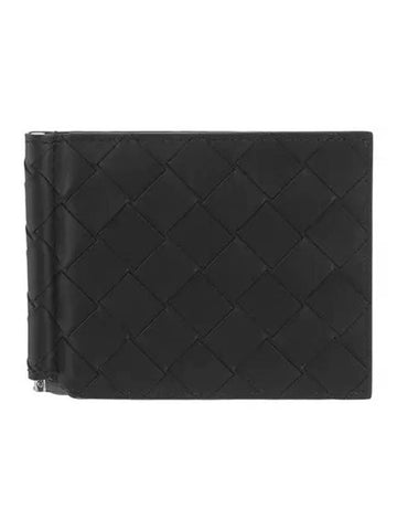 Intrecciato Money Clip Card Wallet Black - BOTTEGA VENETA - BALAAN 1