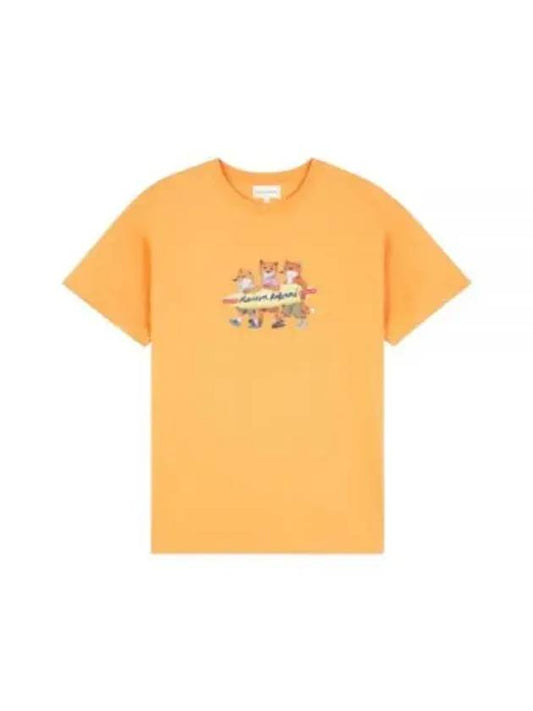 Surfing Foxes Short Sleeve T-shirt Orange - MAISON KITSUNE - BALAAN 2