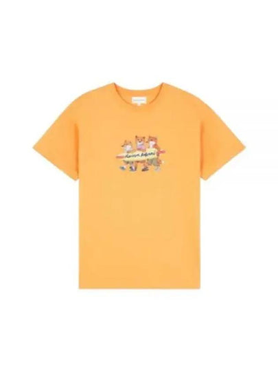 Surfing Foxes Short Sleeve T-shirt Orange - MAISON KITSUNE - BALAAN 2