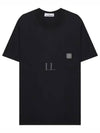 Men's Pisato Effect Logo Patch Pocket Short Sleeve T-Shirt Black - STONE ISLAND - BALAAN 2