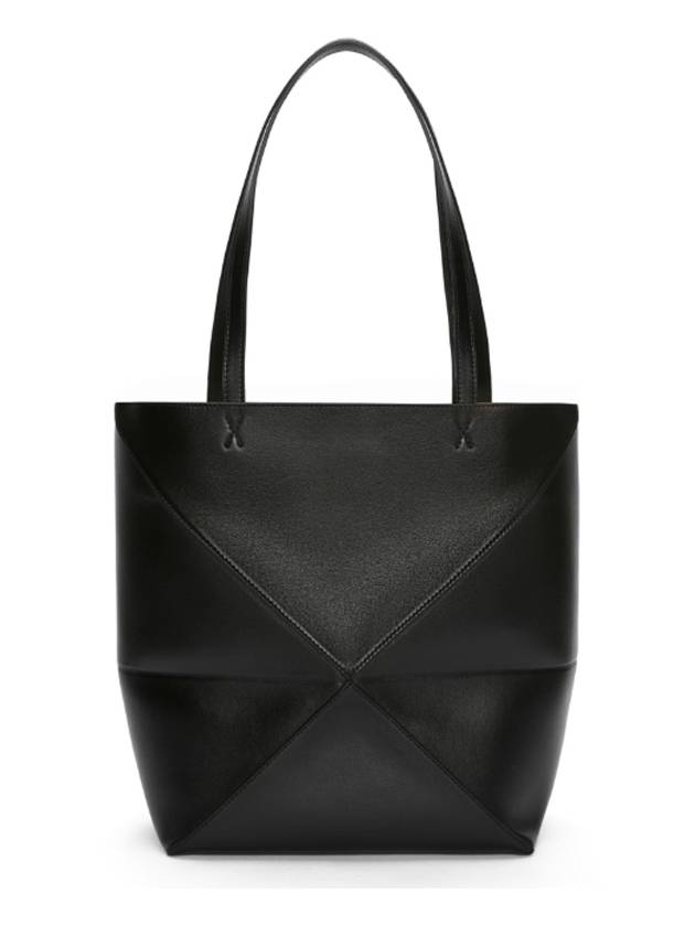 Puzzle Fold Medium Shiny Calfskin Tote Bag Black - LOEWE - BALAAN 3