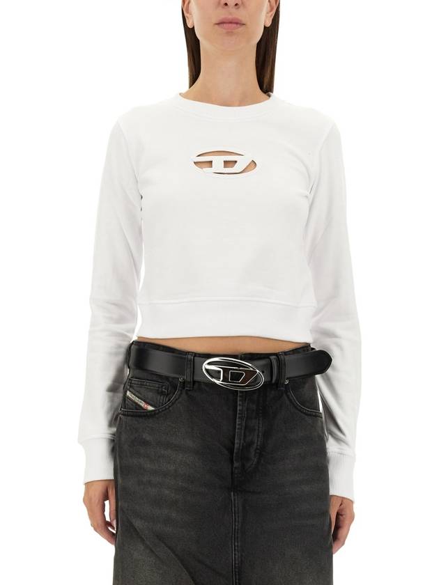 F Slimmy Cutout Logo Crop Sweatshirt White - DIESEL - BALAAN 2