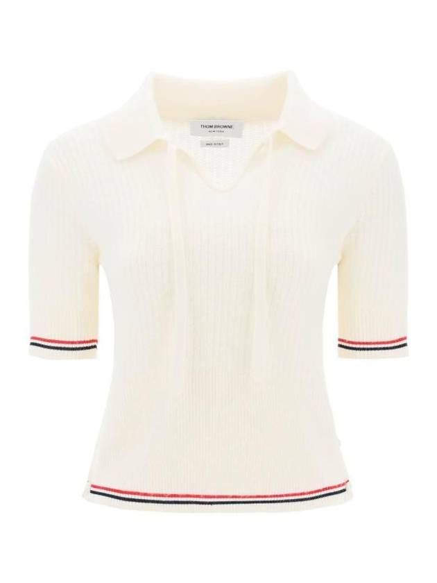 24FW Polo T-shirt FKP110A Y1029 100 - THOM BROWNE - BALAAN 1