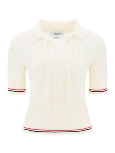 24FW Polo T-shirt FKP110A Y1029 100 - THOM BROWNE - BALAAN 1