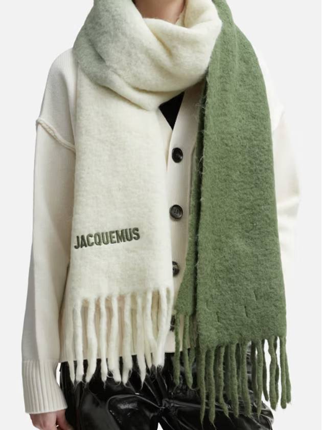 L'echarpe Moisson Embroidered Logo Alpaca Wool Muffler Khaki - JACQUEMUS - BALAAN 3