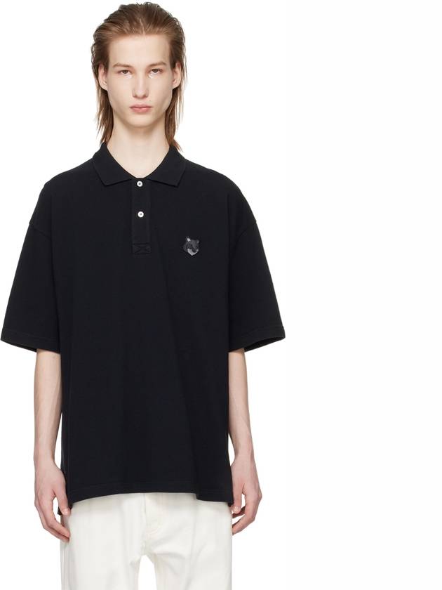 Bold Fox Head Patch Oversized Polo Shirt Black - MAISON KITSUNE - BALAAN 6