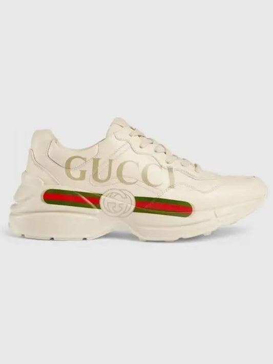 Rhyton Logo Leather Sneakers Ivory - GUCCI - BALAAN 2