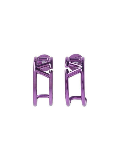 V Logo Drop Metal Earrings Purple - VALENTINO - BALAAN 1