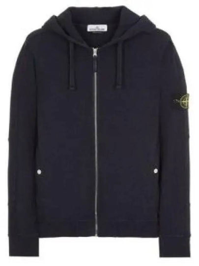 Men's Garment Dyed Malfile Zip Up Hoodie Navy - STONE ISLAND - BALAAN 2