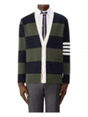 Pattern Intarsia Stripe Cardigan Dark Green - THOM BROWNE - BALAAN 2