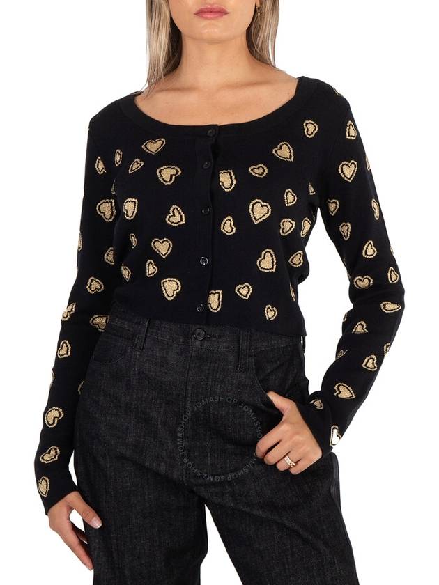 Moschino Ladies Heart-Intarsia Cardigan, Brand Size 42 (US Size 8) - MOSCHINO - BALAAN 1