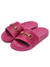 Women's Horsebit Punching Slide Slippers Pink - GUCCI - BALAAN.