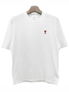 Small Heart Logo Boxy Fit Short Sleeve T-Shirt White - AMI - BALAAN 3