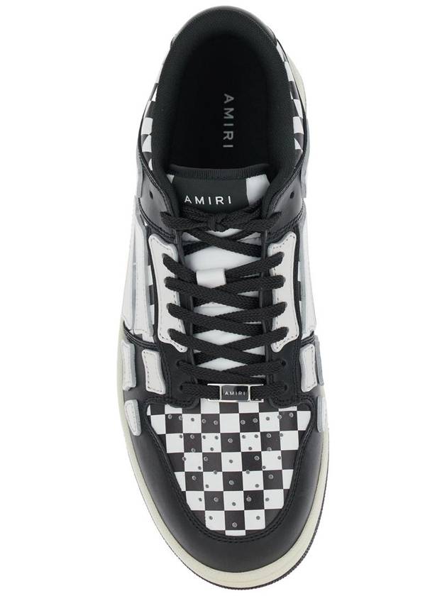 'Skel Top Low' Black And White Bi-Color Sneakers With Skeleton Patch With Check Motif In Leather Man - AMIRI - BALAAN 4