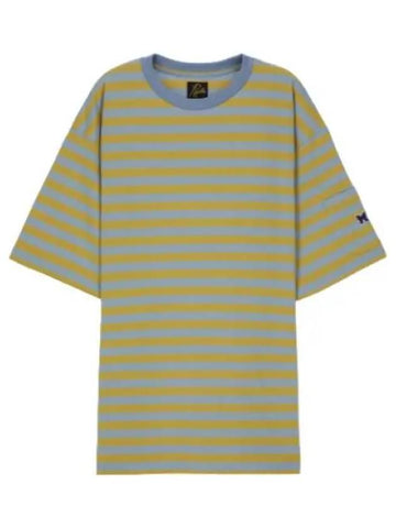 Striped Jersey Crew Neck T Shirt Socks Yellow Short Sleeve Tee - NEEDLES - BALAAN 1