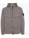 Cotton Twill Stretch Hooded Jacket Dove Grey - STONE ISLAND - BALAAN 2