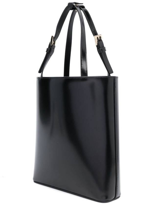 Brushed Leather Tote Bag Nero - PRADA - BALAAN 3