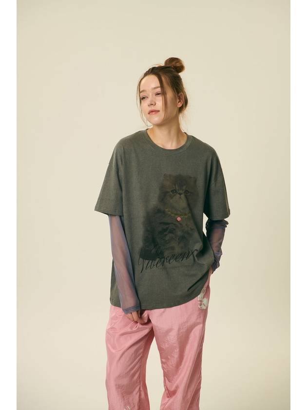 24 Bella Cat Mesh Layered TShirt_Pigment Gray - VIBEREEN - BALAAN 5