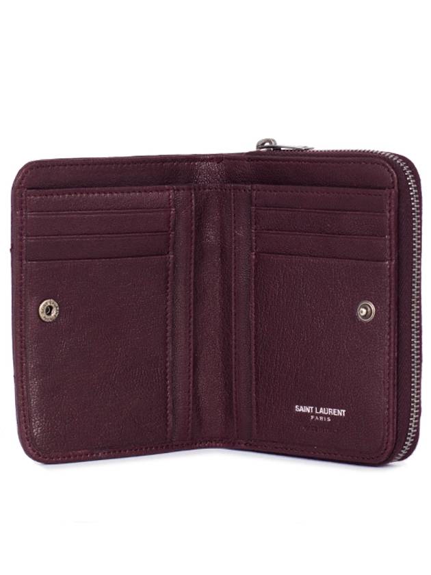 Mixed Half Wallet 437470 BRMO4 6127 Burgundy - SAINT LAURENT - BALAAN 4