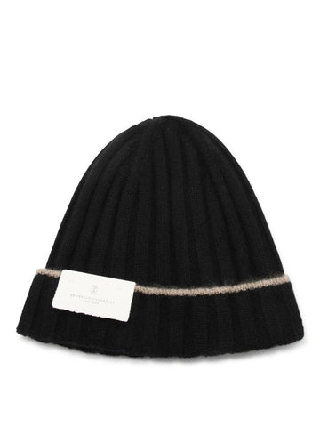 Cashmere Logo Beanie Black - BRUNELLO CUCINELLI - BALAAN 1