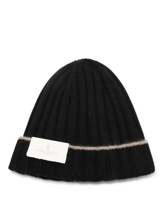 Cashmere Logo Beanie Black - BRUNELLO CUCINELLI - BALAAN 1