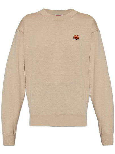 Boke Flower Embroidery Wool Knit Top Beige - KENZO - BALAAN 2