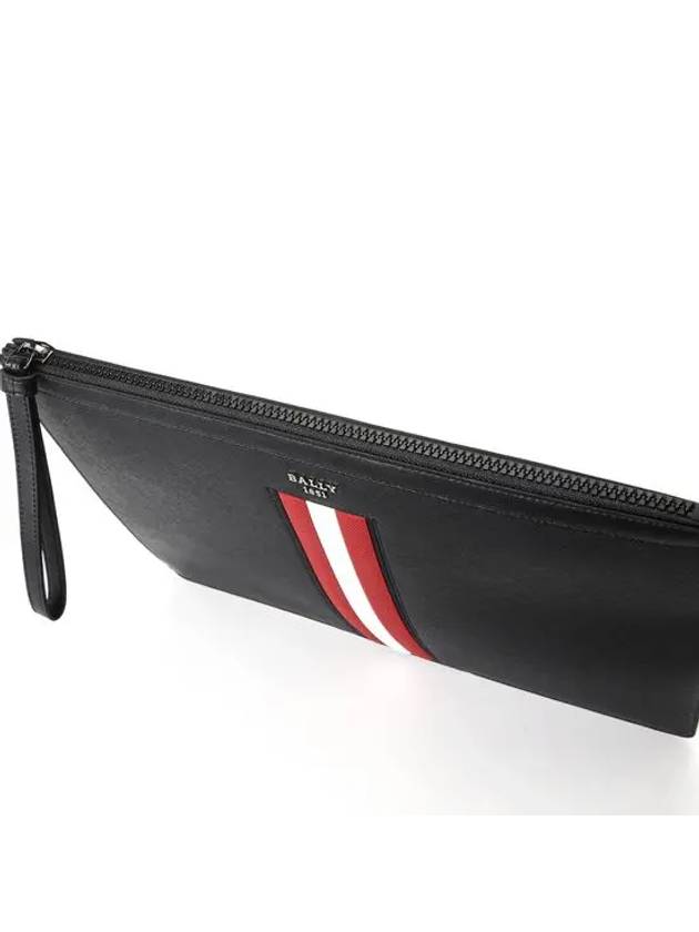 Bollis Large Recycled Leather Clutch Bag Black - BALLY - BALAAN 6