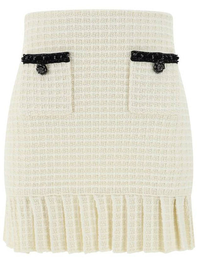 Women's Textured Knit A-Line Skirt Cream - SELF PORTRAIT - BALAAN 2