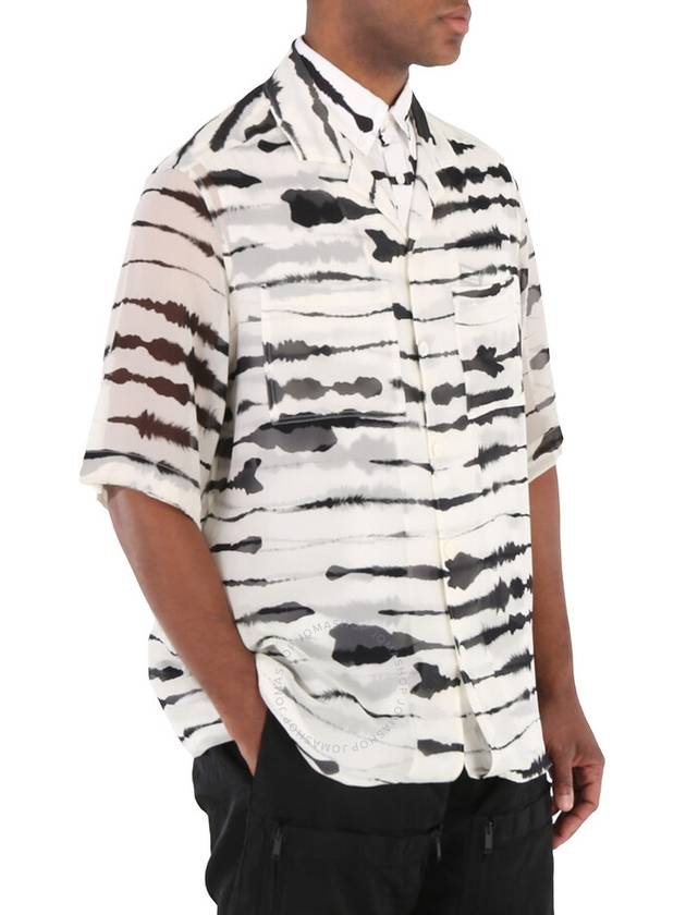 Water Color Print Layered Short Sleeve Shirt White - BURBERRY - BALAAN 3