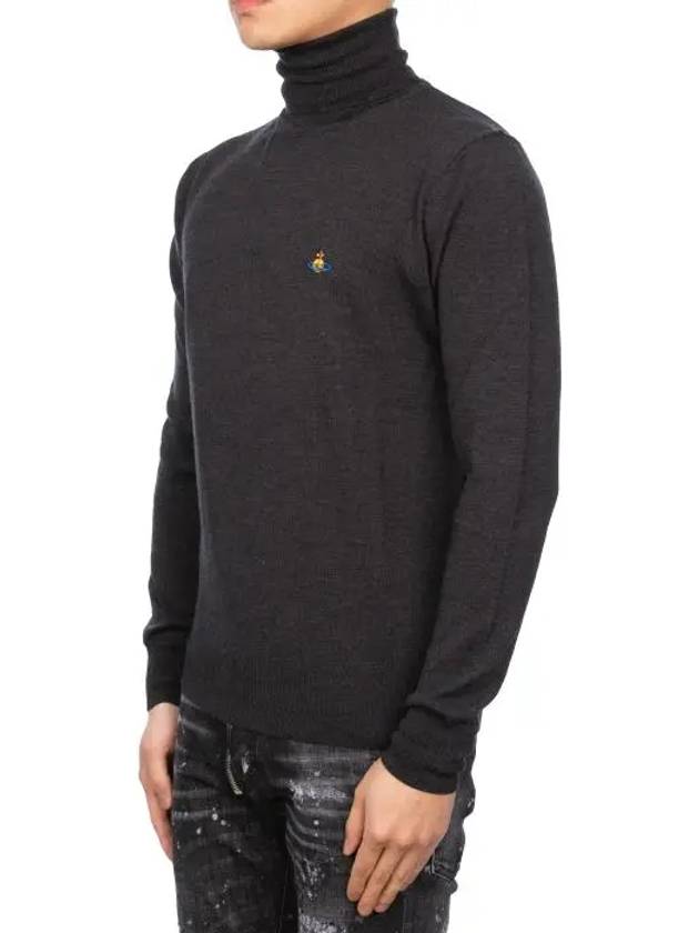 Men's Embroidered Logo Knit Turtleneck Black - VIVIENNE WESTWOOD - BALAAN 4