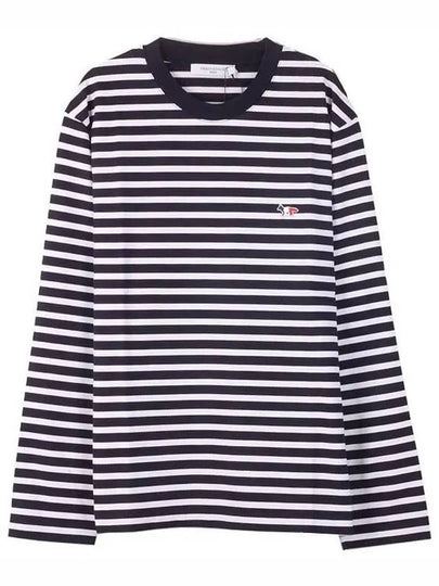 Fox Logo Stripe Long Sleeve T-Shirt Navy - MAISON KITSUNE - BALAAN 2