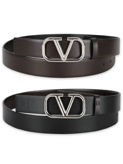 V Logo Leather Belt Brown - VALENTINO - BALAAN 2