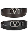 V Logo Leather Belt Brown - VALENTINO - BALAAN 3