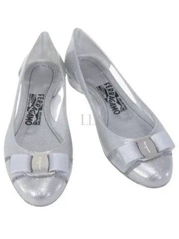 Ferragamo Vara Bow Women s Jelly Flat Shoes SILVER 0726366 - SALVATORE FERRAGAMO - BALAAN 1