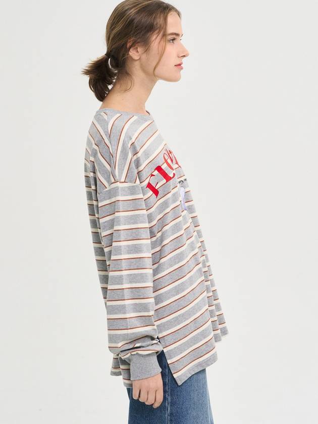 Flowers Stripe T Shirt Gray - SORRY TOO MUCH LOVE - BALAAN 2