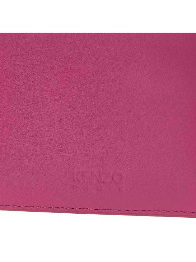 Logo Zipper Calf Leather Card Wallet Pink - KENZO - BALAAN 8