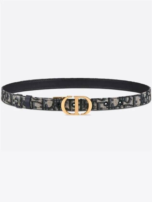 30 Montaigne Gold Hardware Jacquard Reversible Leather Belt Black Blue - DIOR - BALAAN 3